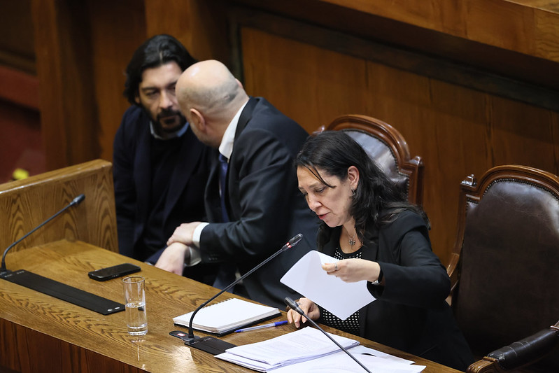 Subsecretaria Segpres, Macarena Lobos, defendiendo el proyecto de protección de datos personales