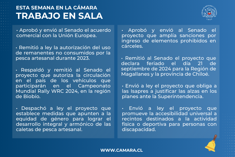 Lámina resumen de la actividad de la Sala, donde se aprobaron 4 nuevas leyes