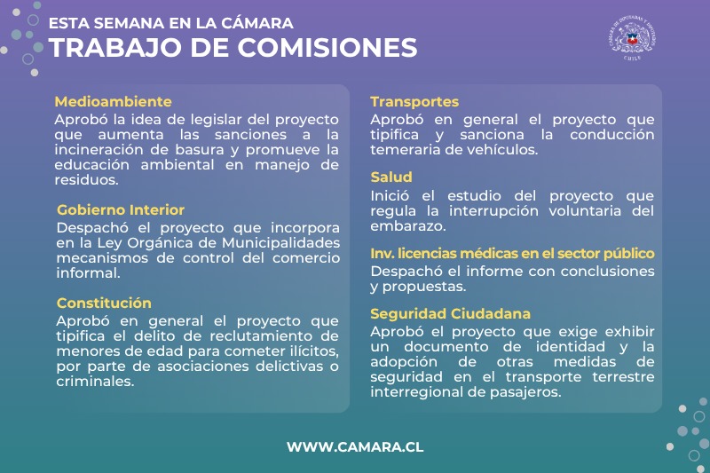 Proyecto sobre conducción temeraria entre temas de las comisiones